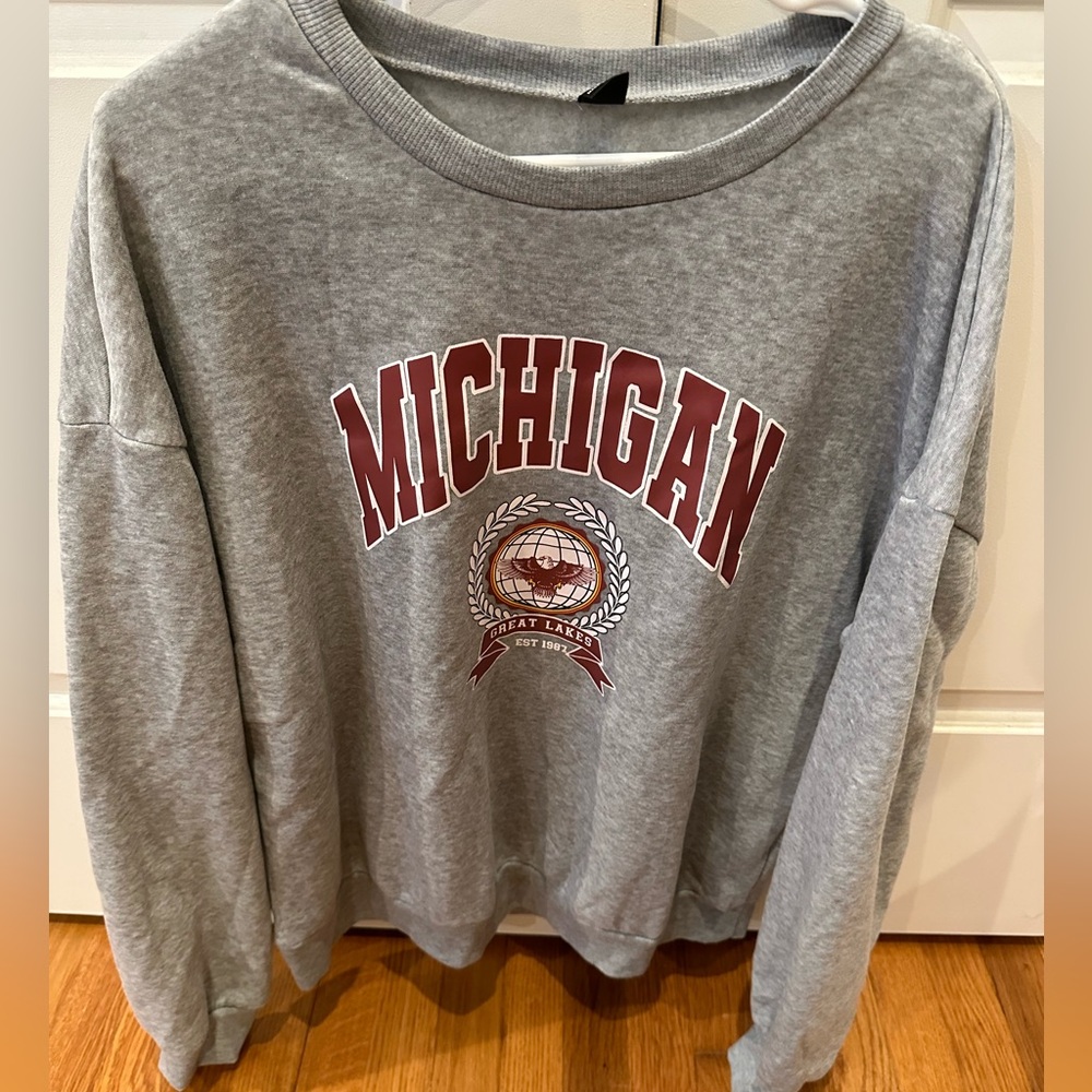 NWOT Michigan Great Lakes gray sweatshirt size L
